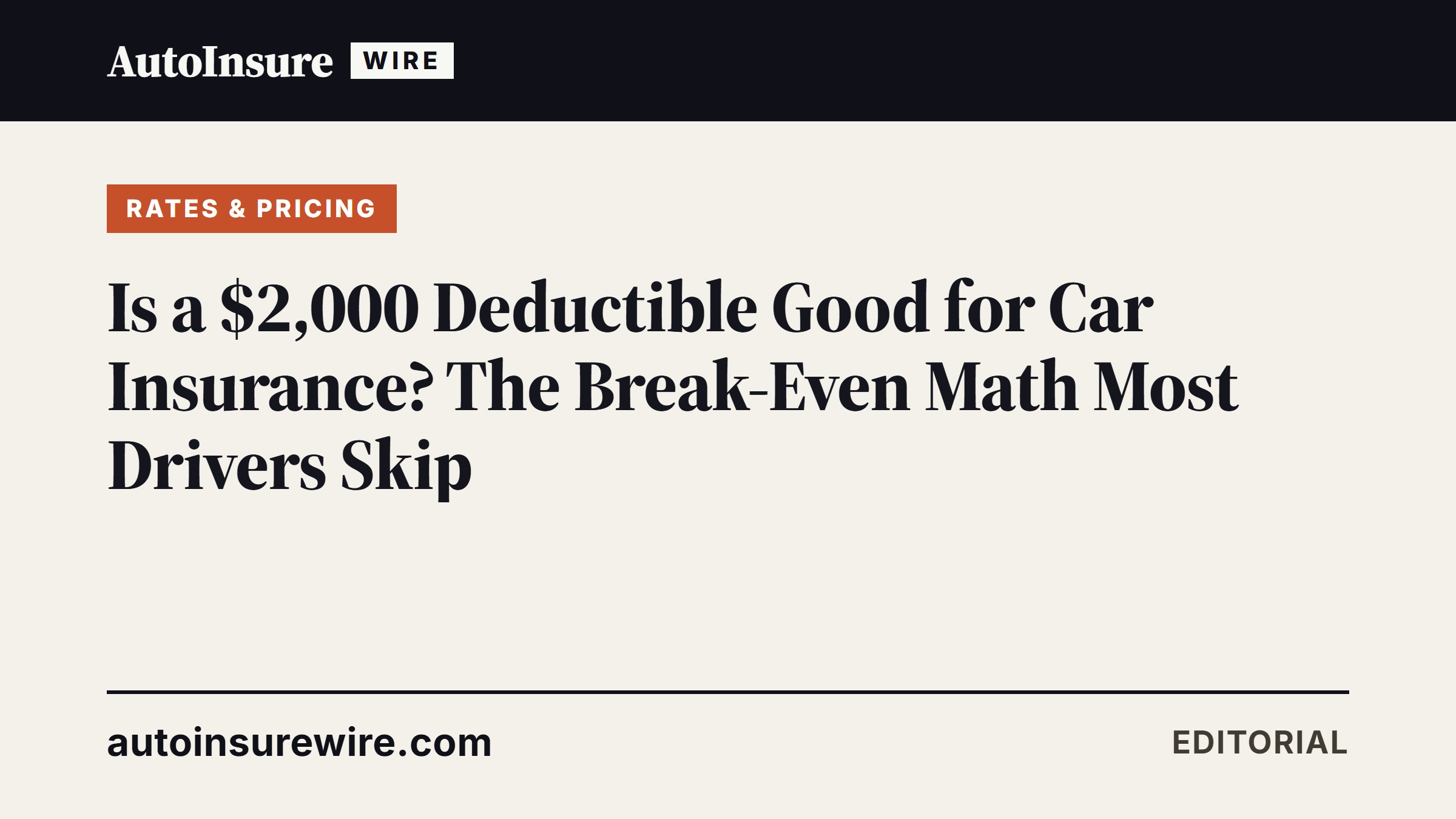 Is a $2,000 Deductible Good for Car Insurance? The Break-Even Math Most Drivers Skip