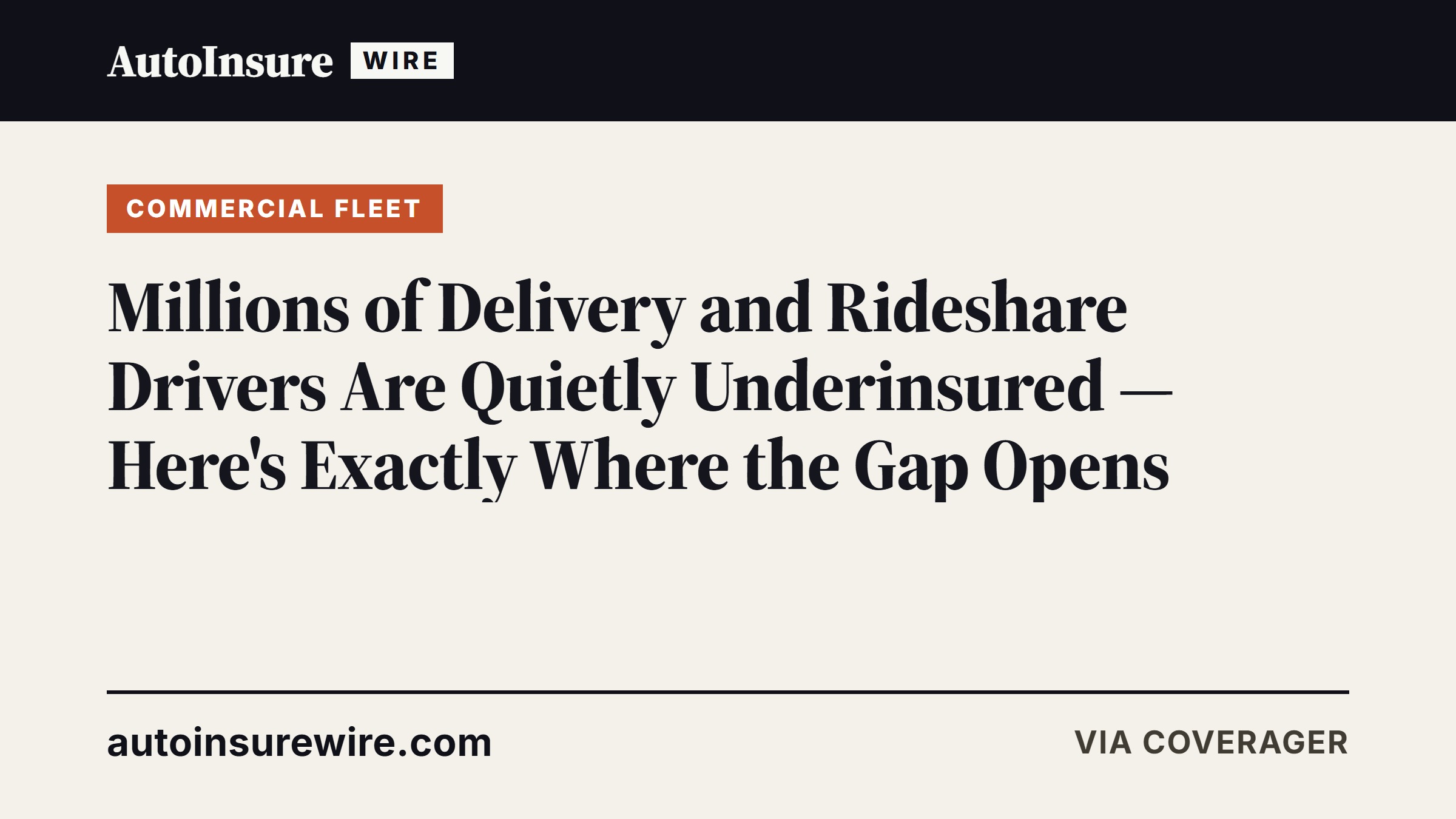 Millions of Delivery and Rideshare Drivers Are Quietly Underinsured — Here's Exactly Where the Gap Opens